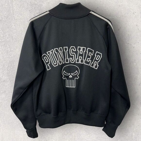 Marvel Other - Marvel Punisher Black Bomber Jacket White Trim w/ Pockets, Size S